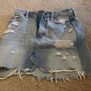 Abercrombie & Fitch Light Blue Distressed Mini Skirt